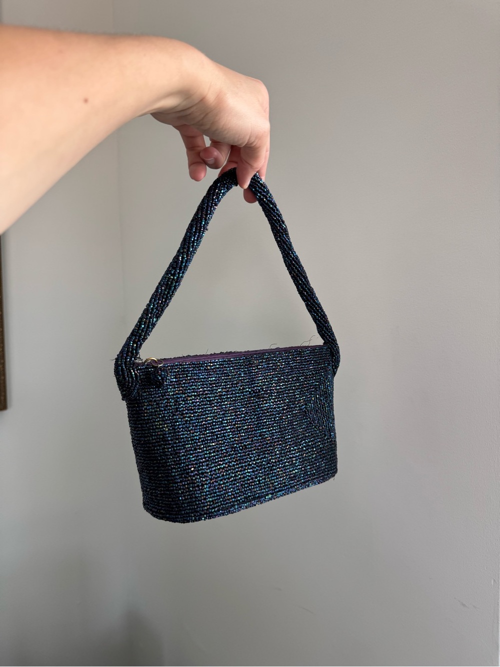Beaded Navy Evening Handbag